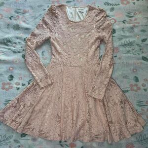 Odri Floral Lace Mini Dress S Long Sleeve Tumblr Indie Fairy Coquette Ballet Y2K